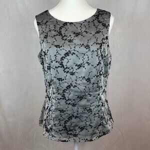 Vintage Anthropologie Y2K Women's Embroidered Black Beaded Floral Blouse Size 10